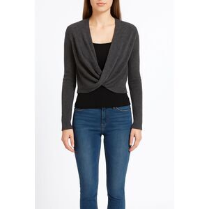 Athleta Womens grey knot front wool cashmere sweater size Xxs cozy preppy winter